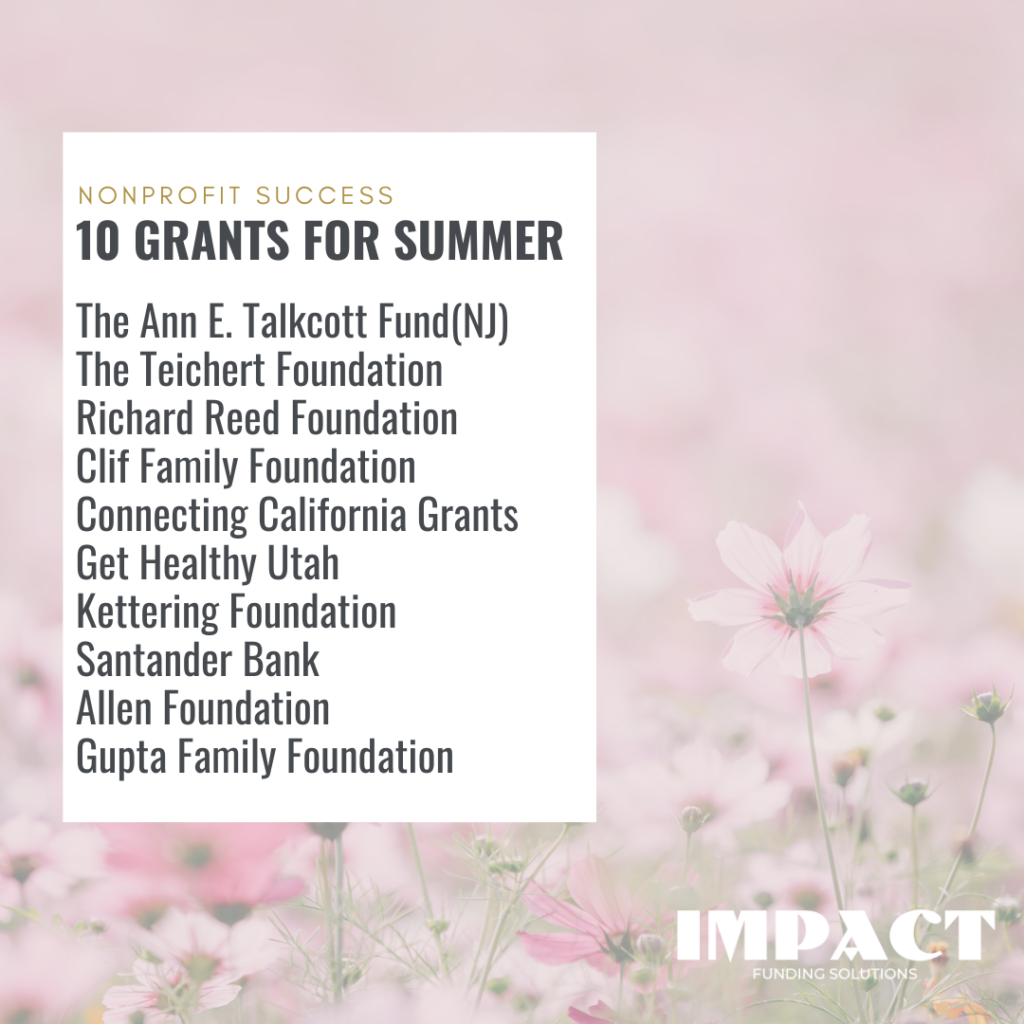 10 nonprofit grants for summer
