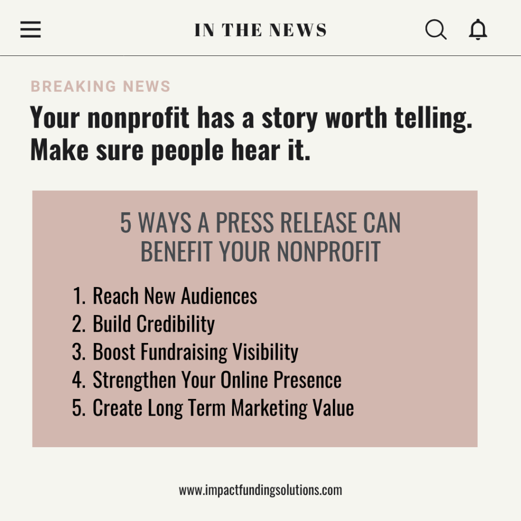 5 BENEFITS OF PRESS RELEASES FOR NONPROFITS

